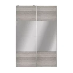 Atomia Contemporary Panelled Mirrored Matt Grey Oak Effect 8 Door Sliding Wardrobe Door Kit (H)560mm (W)3000mm