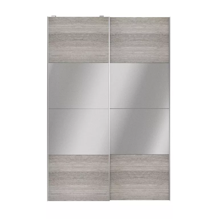 Atomia Contemporary Panelled Mirrored Matt Grey Oak Effect 8 Door Sliding Wardrobe Door Kit (H)560mm (W)3000mm