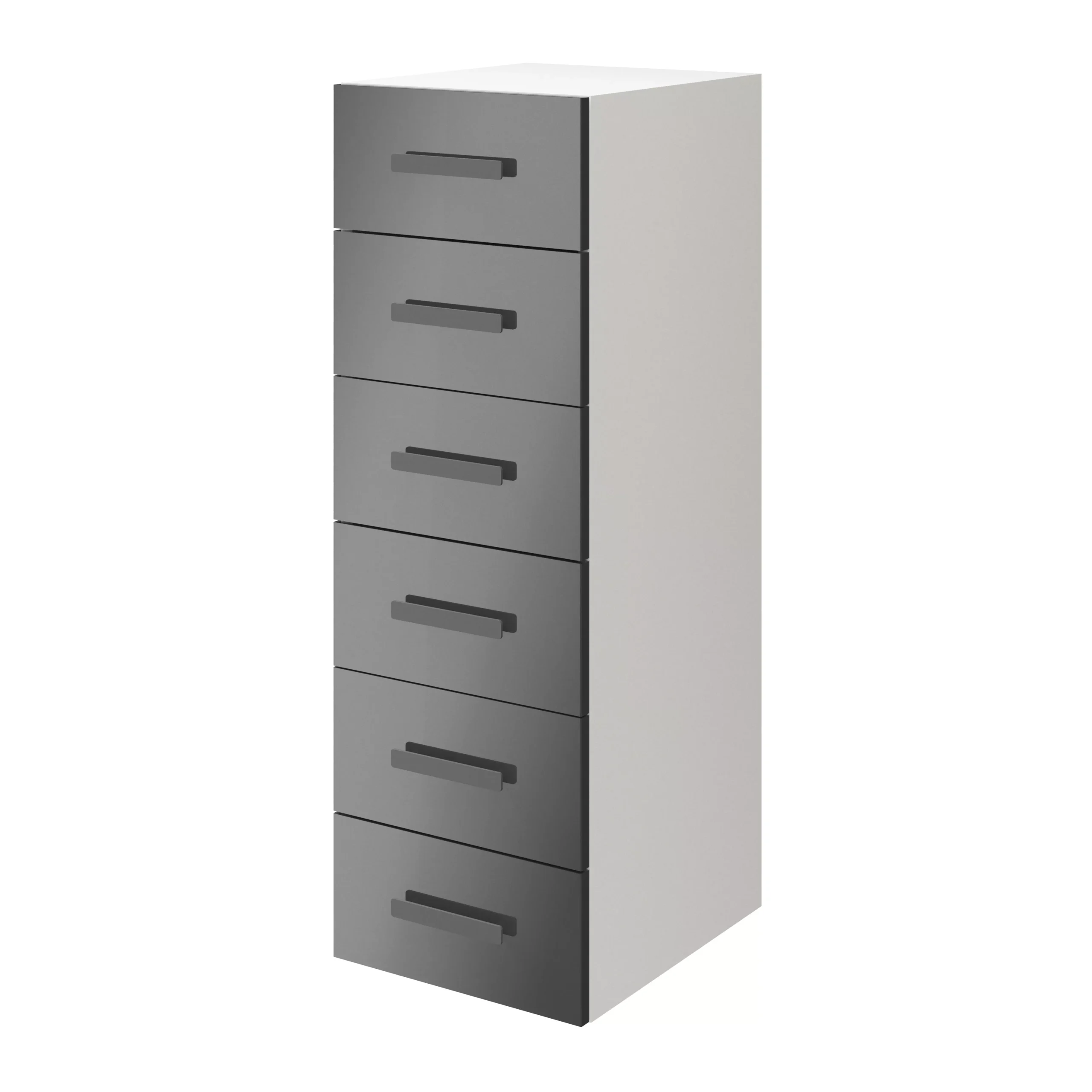 Atomia Freestanding Gloss Anthracite & White 6 Drawer Tall Chest Of Drawers (H)1125mm (W)375mm (D)450mm - Image 2