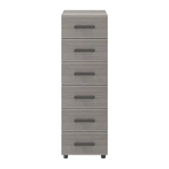 Atomia Freestanding Grey Oak Effect 6 Drawer Tall Chest Of Drawers (H)1125mm (W)375mm (D)450mm
