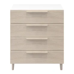 Atomia Freestanding Matt White Oak Effect 4 Drawer Single Chest Of Drawers (H)750mm (W)750mm (D)450mm