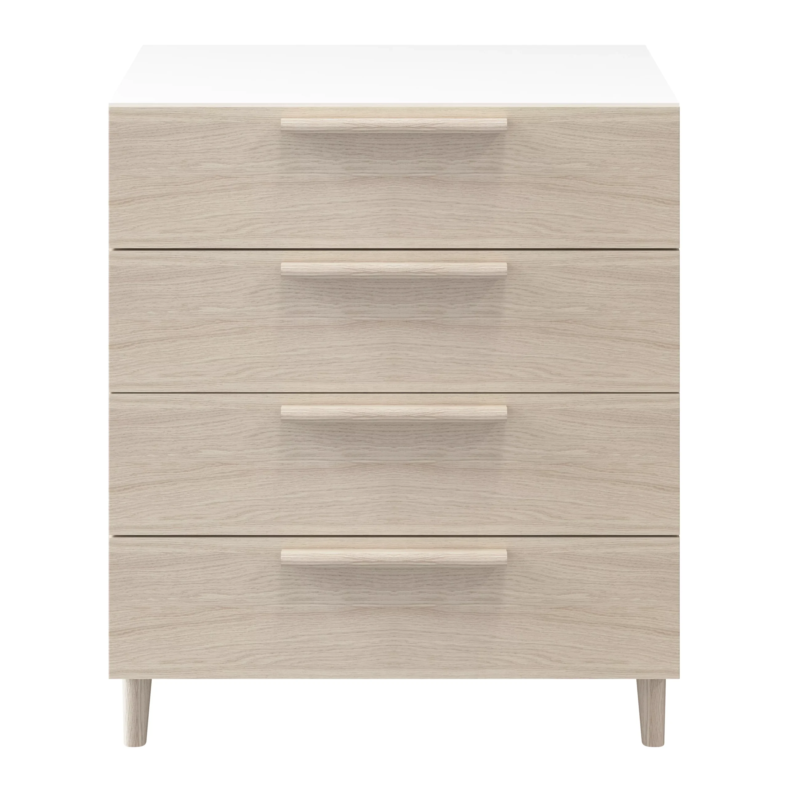 Atomia Freestanding Matt White Oak Effect 4 Drawer Single Chest Of Drawers (H)750mm (W)750mm (D)450mm