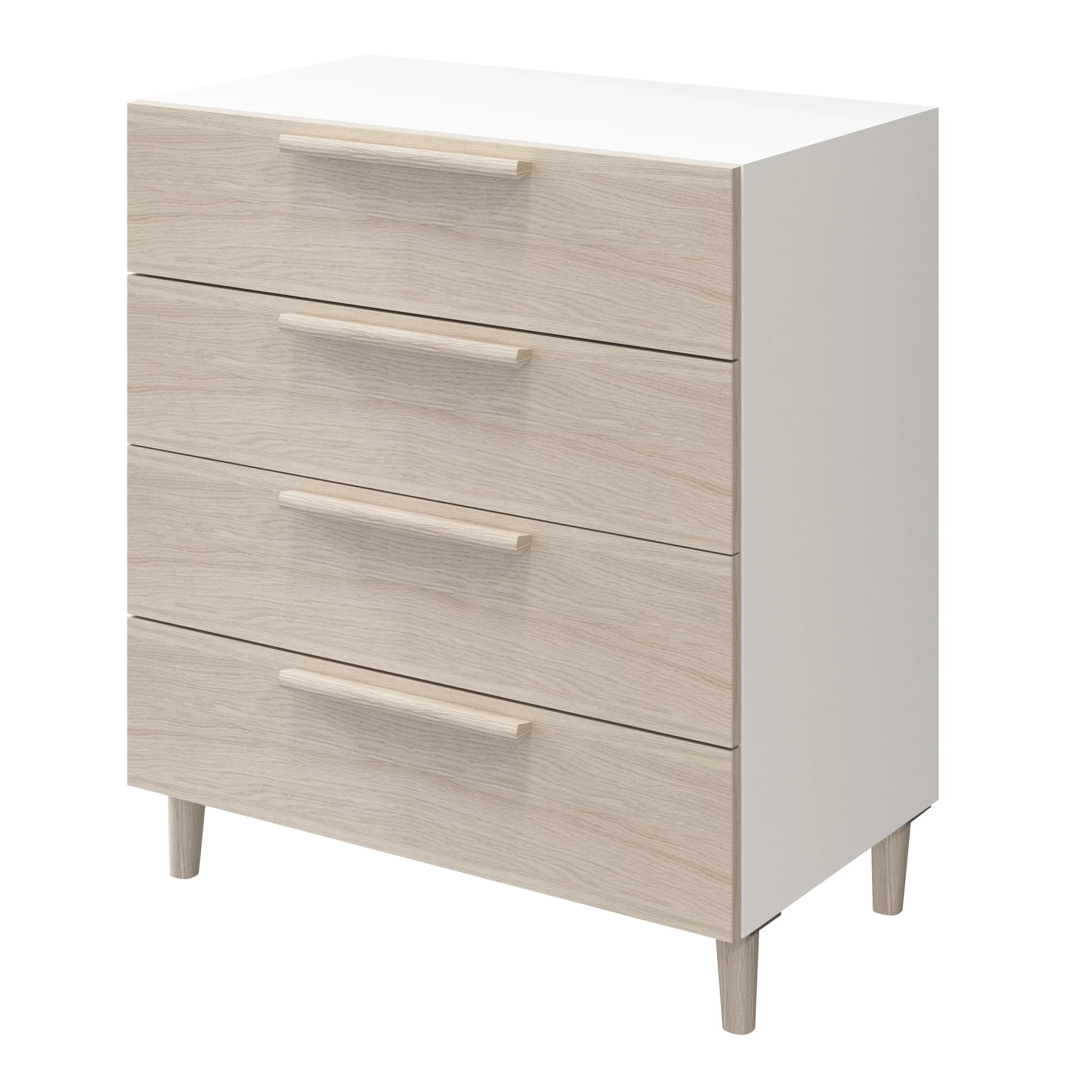 Atomia Freestanding Matt White Oak Effect 4 Drawer Single Chest Of Drawers (H)750mm (W)750mm (D)450mm - Image 2