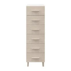Atomia Freestanding Matt White Oak Effect 6 Drawer Tall Chest Of Drawers (H)1125mm (W)375mm (D)450mm