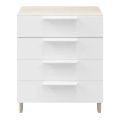 Atomia Freestanding White Oak Effect 4 Drawer Single Chest Of Drawers (H)550mm (W)750mm (D)470mm