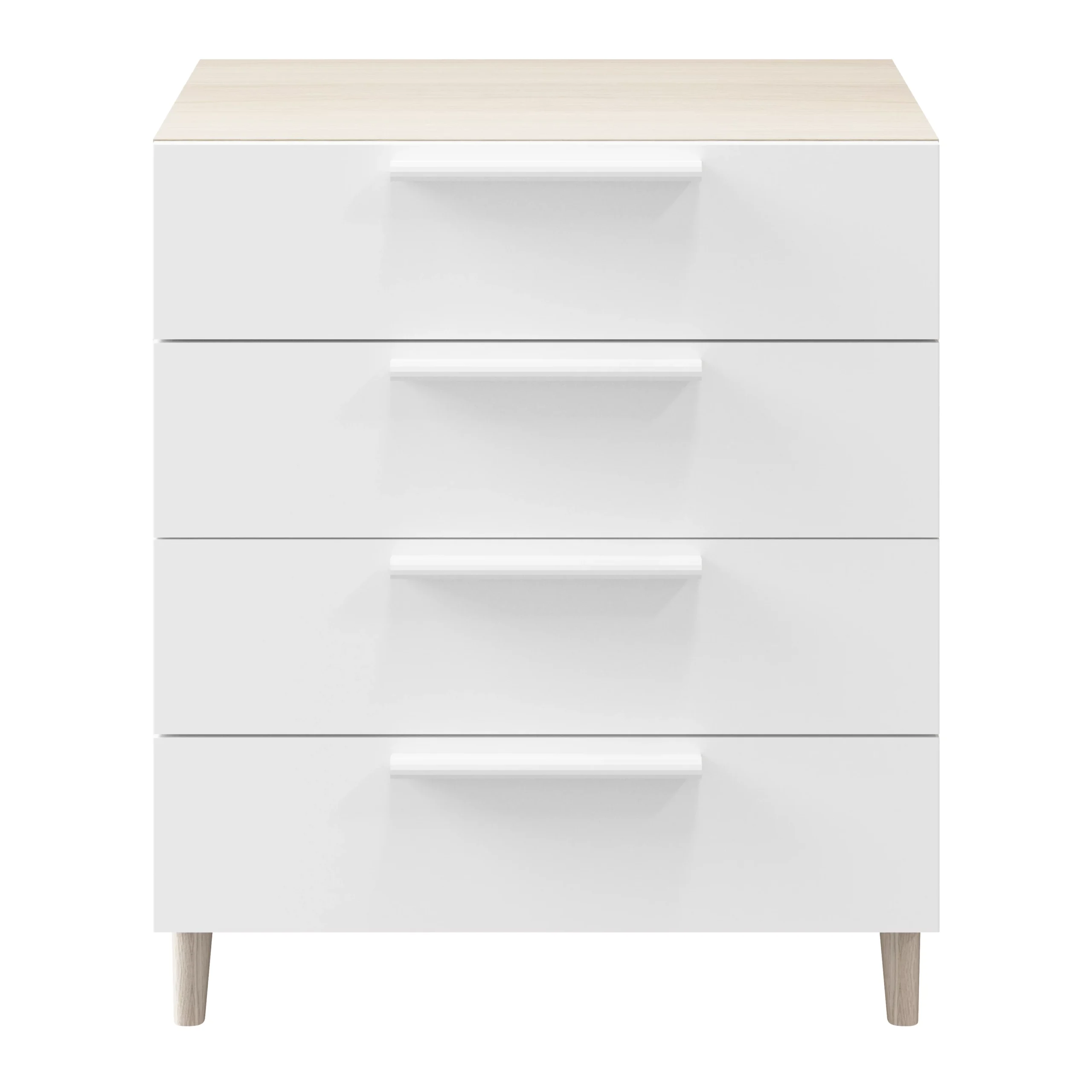Atomia Freestanding White Oak Effect 4 Drawer Single Chest Of Drawers (H)550mm (W)750mm (D)470mm