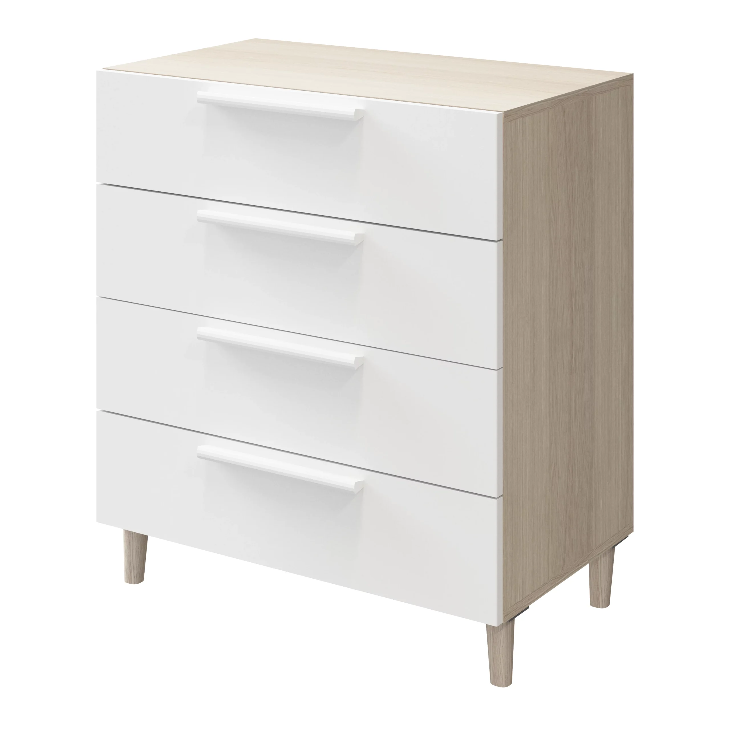 Atomia Freestanding White Oak Effect 4 Drawer Single Chest Of Drawers (H)550mm (W)750mm (D)470mm - Image 3