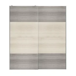 Atomia Grey & Natural Oak Effect 2 Door Sliding Wardrobe Door Kit (H)2250mm (W)2000mm