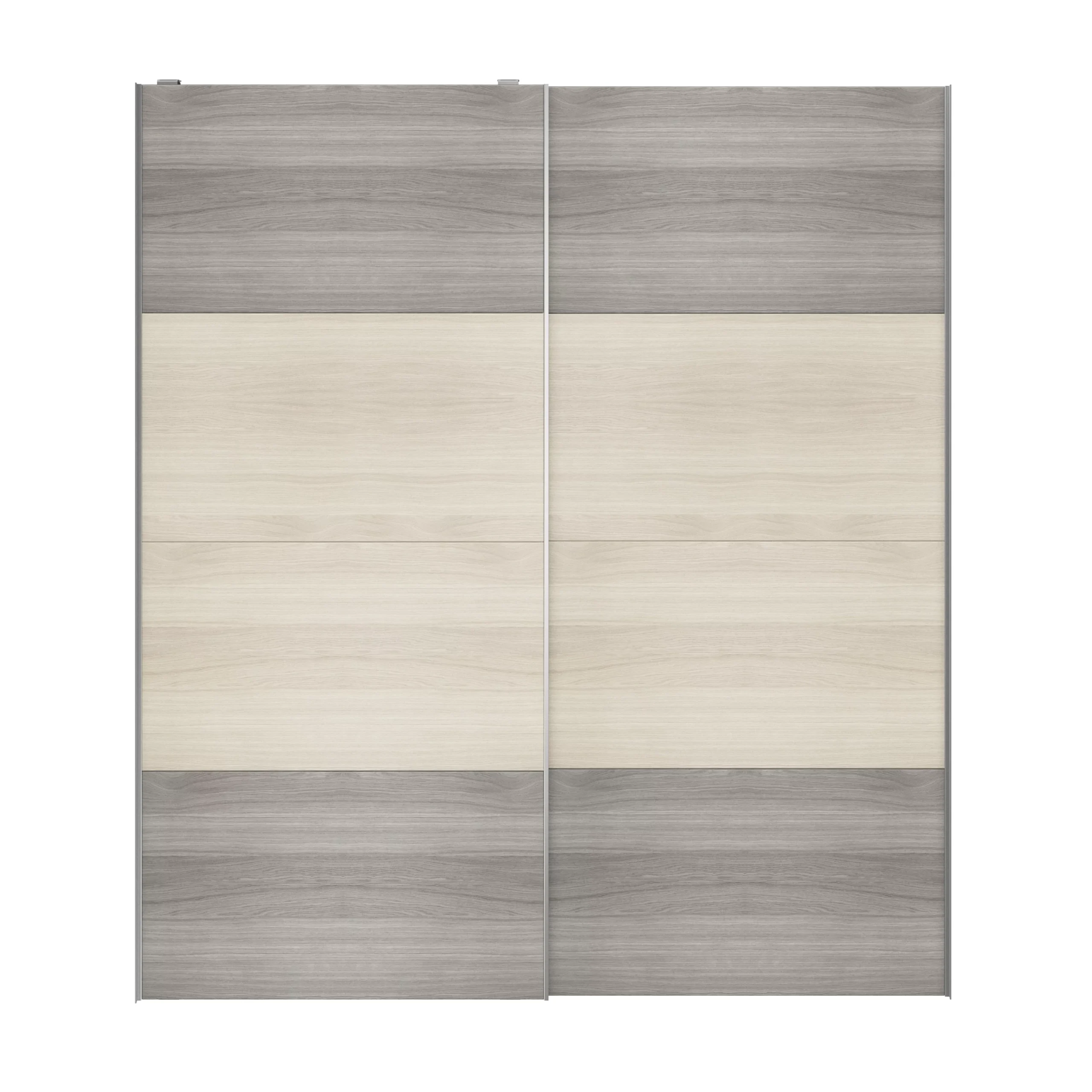 Atomia Grey & Natural Oak Effect 2 Door Sliding Wardrobe Door Kit (H)2250mm (W)2000mm