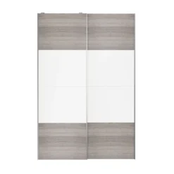 Atomia Grey & White Oak Effect 2 Door Sliding Wardrobe Door Kit (H)2250mm (W)1500mm
