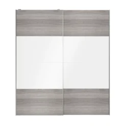 Atomia Grey & White Oak Effect High Gloss 2 Door Sliding Wardrobe Door Kit (H)2250mm (W)2000mm