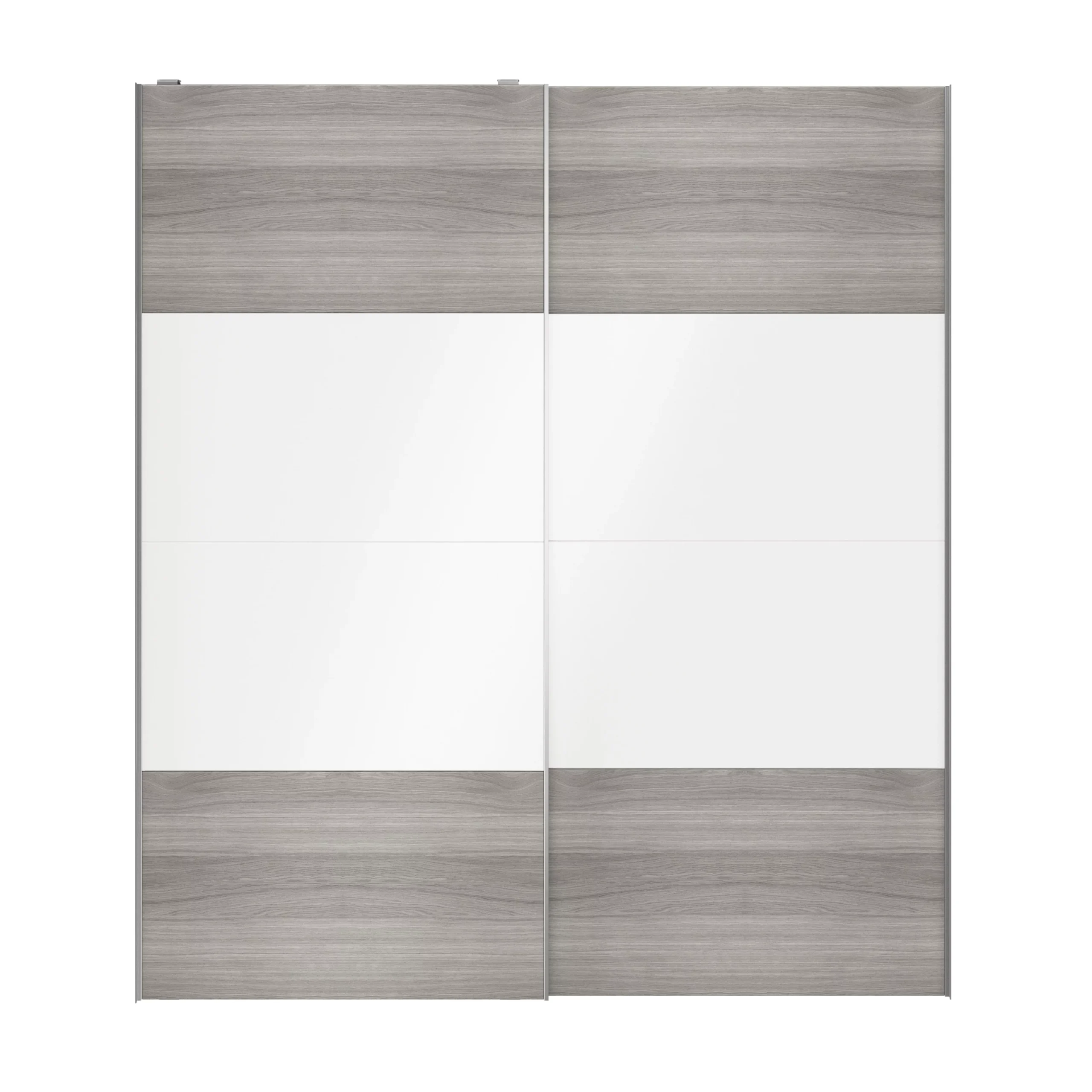 Atomia Grey & White Oak Effect High Gloss 2 Door Sliding Wardrobe Door Kit (H)2250mm (W)2000mm