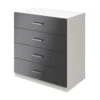 Atomia Matt & High Gloss White & Anthracite 4 Drawer Single Deep Chest Of Drawers (H)804mm (W)750mm (D)466mm