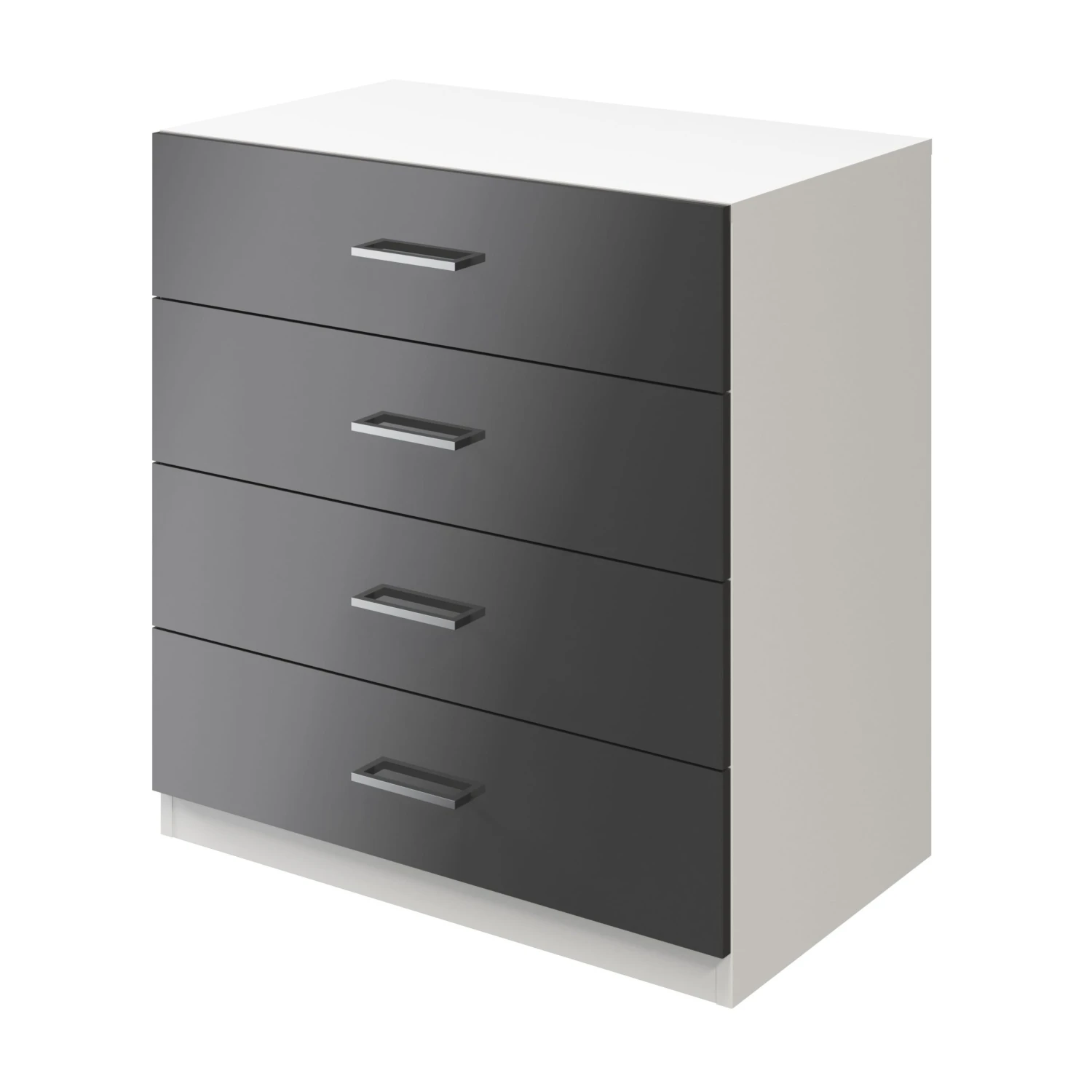 Atomia Matt & High Gloss White & Anthracite 4 Drawer Single Deep Chest Of Drawers (H)804mm (W)750mm (D)466mm