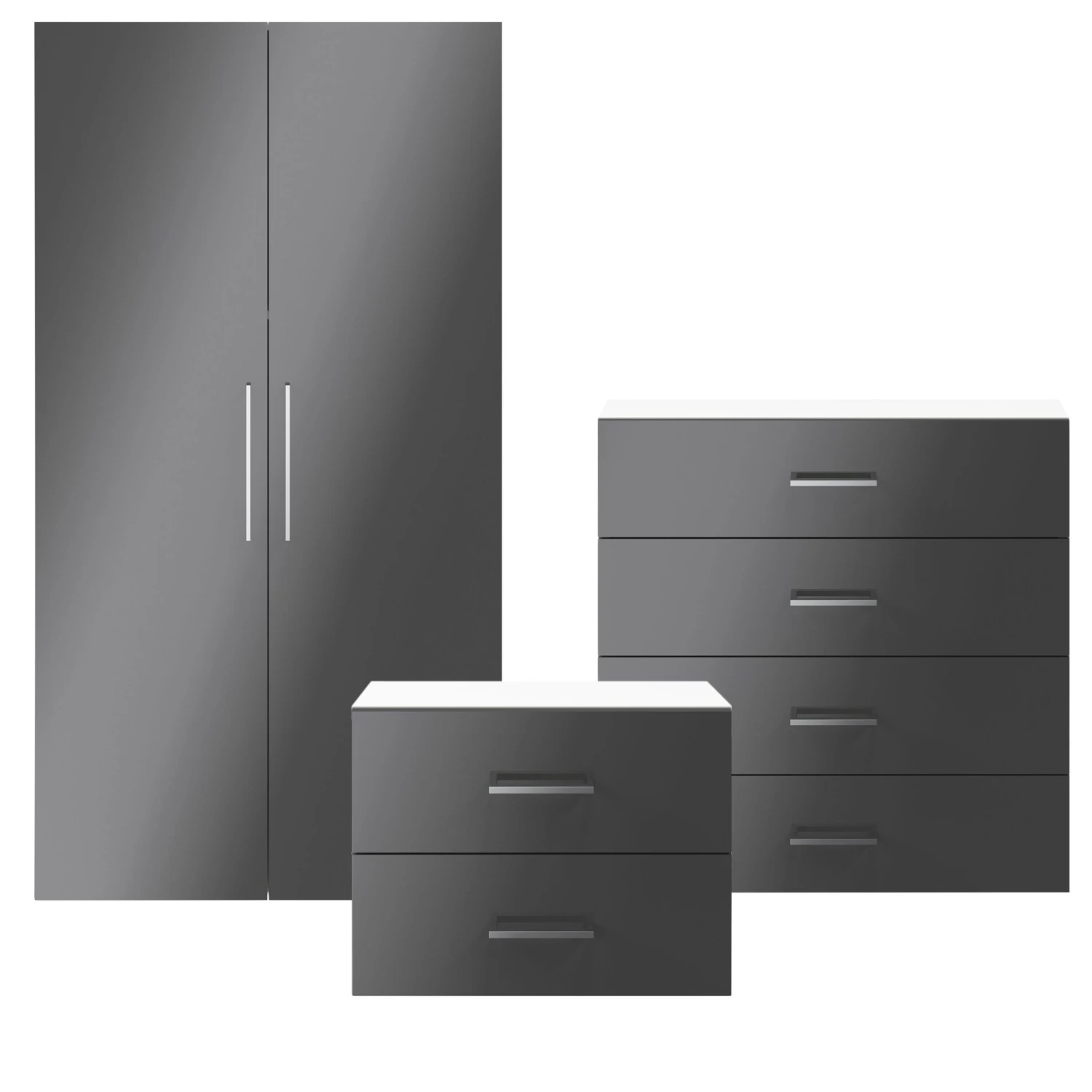 Atomia Matt & High Gloss White & Anthracite 4 Drawer Single Deep Chest Of Drawers (H)804mm (W)750mm (D)466mm - Image 3