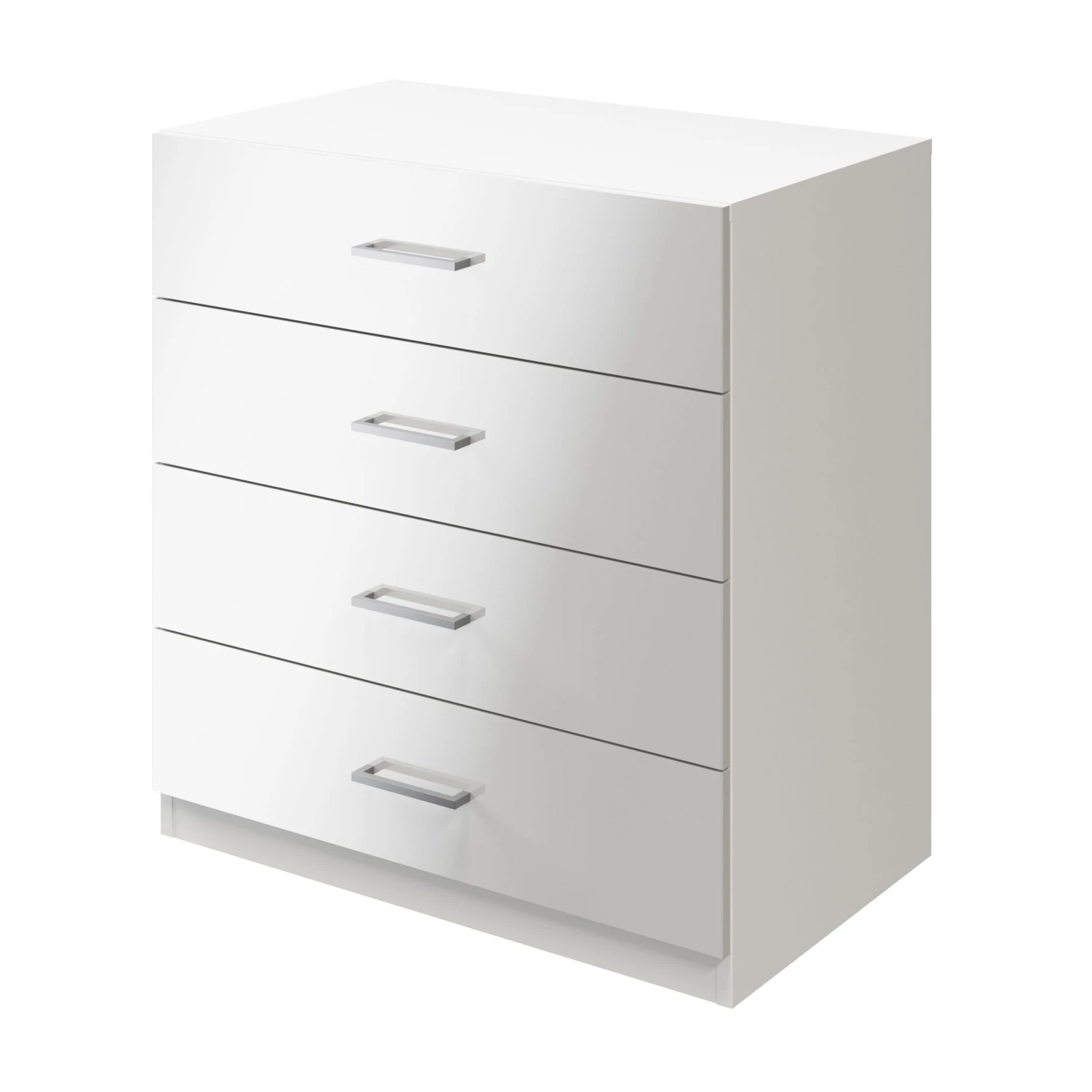 Atomia Matt & High Gloss White Chipboard 4 Drawer Single Deep Chest Of Drawers (H)804mm (W)750mm (D)466mm