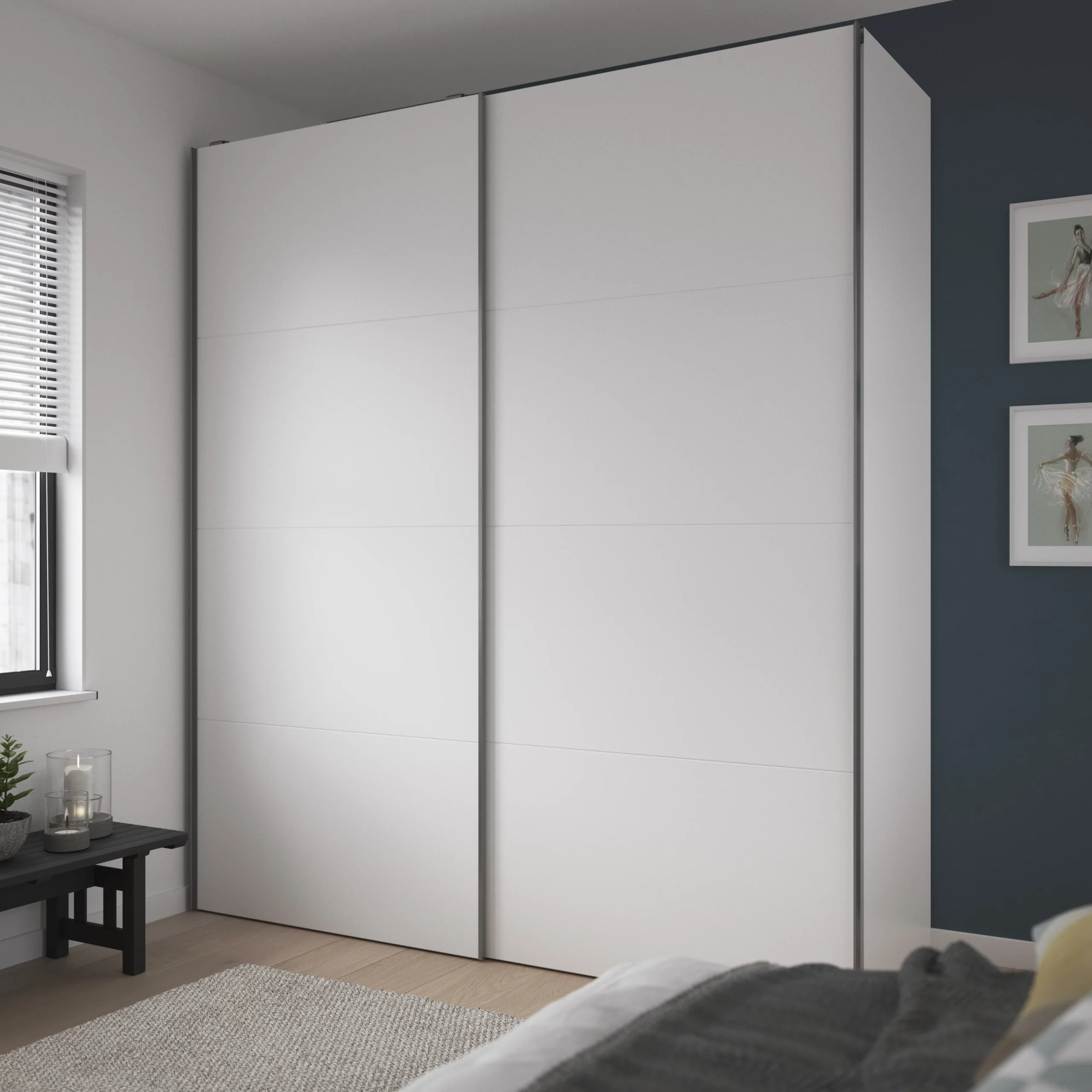Atomia Matt White Sliding Wardrobe Door (H)560mm (W)987mm, Pack Of 4 - Image 4