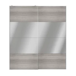 Atomia Mirrored Grey Oak Effect 2 Door Sliding Wardrobe Door Kit (H)2250mm (W)2000mm
