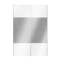 Atomia Mirrored White High Gloss 2 Door Sliding Wardrobe Door Kit (H)2250mm (W)1500mm