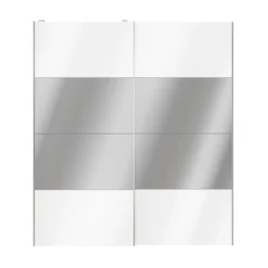Atomia Mirrored White High Gloss 2 Door Sliding Wardrobe Door Kit (H)2250mm (W)2000mm