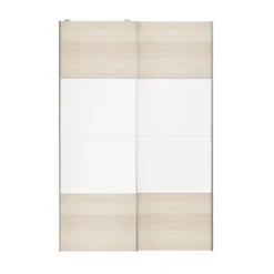 Atomia White Oak Effect 2 Door Sliding Wardrobe Door Kit (H)2250mm (W)1500mm