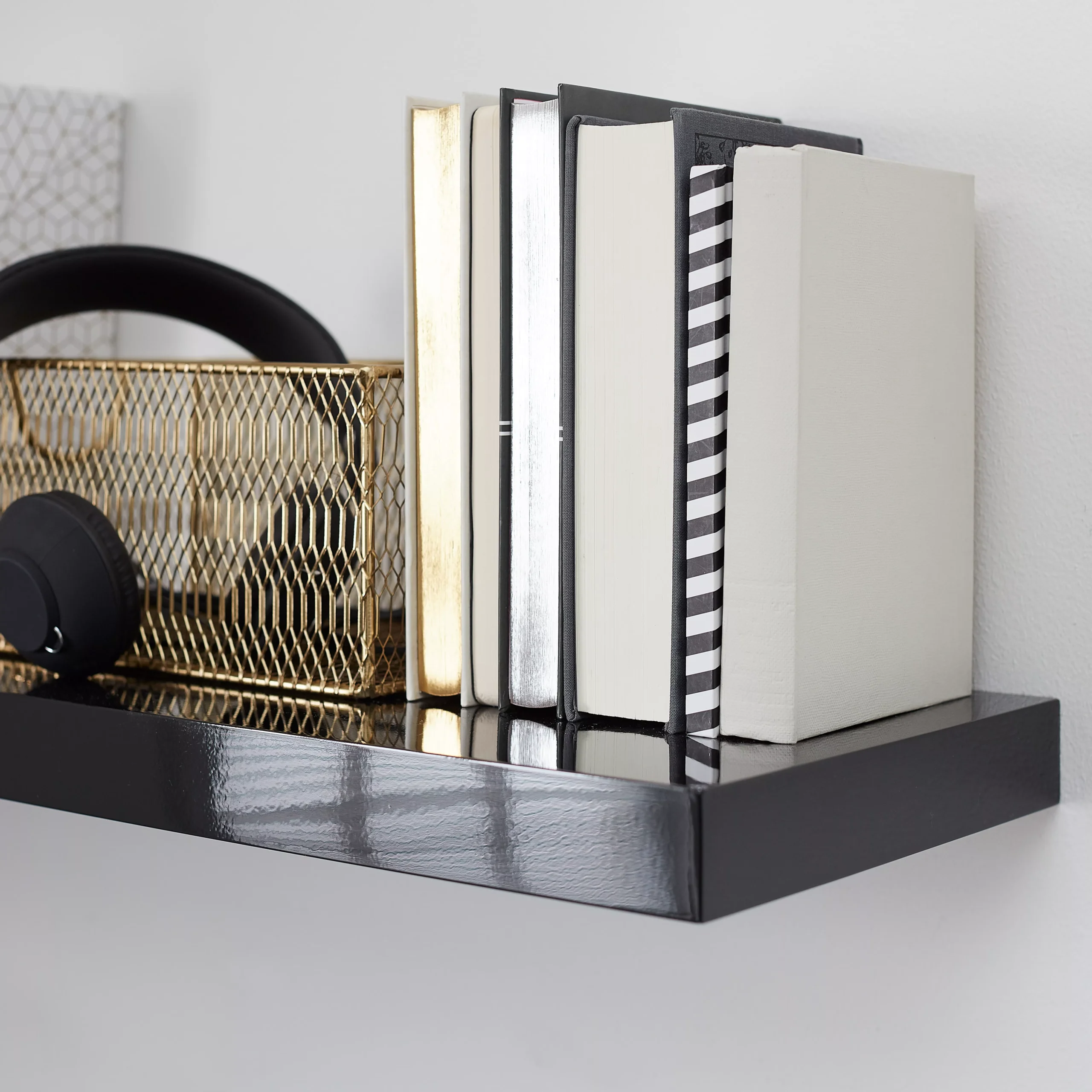 Form Cusko Gloss Black Floating Shelf (L)1180mm (D)235mm - Image 3