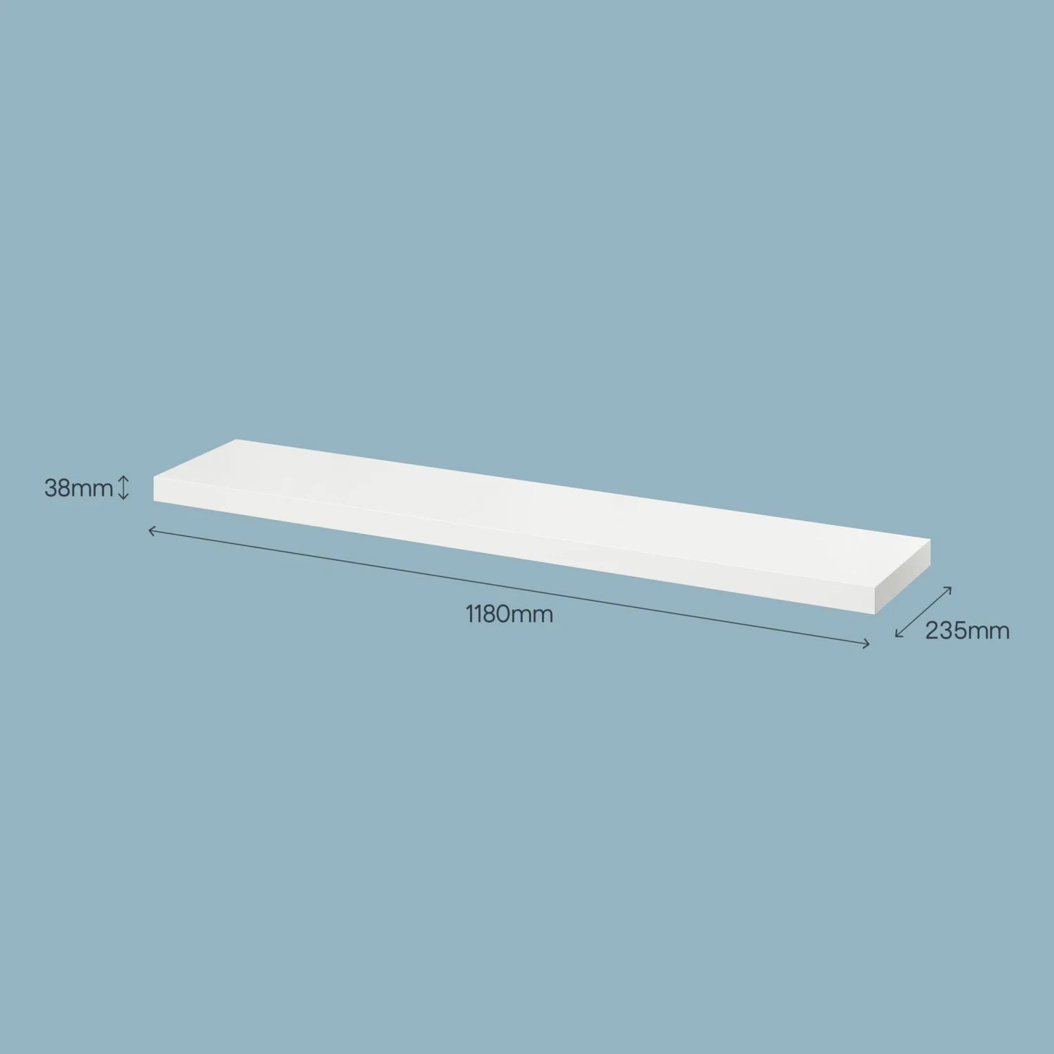 Form Cusko White Floating Shelf (L)1180mm (D)235mm - Image 11