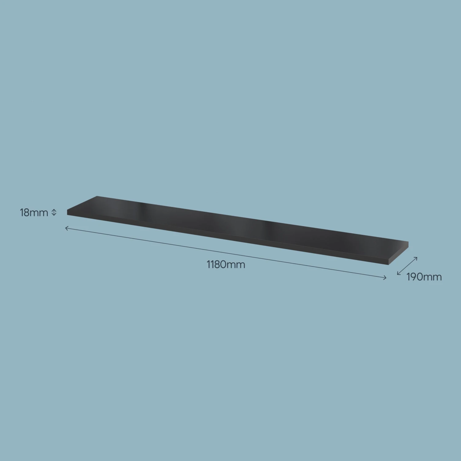 Form Rigga Satin Black Rectangular Floating Shelf (L)1180mm (D)190mm - Image 9