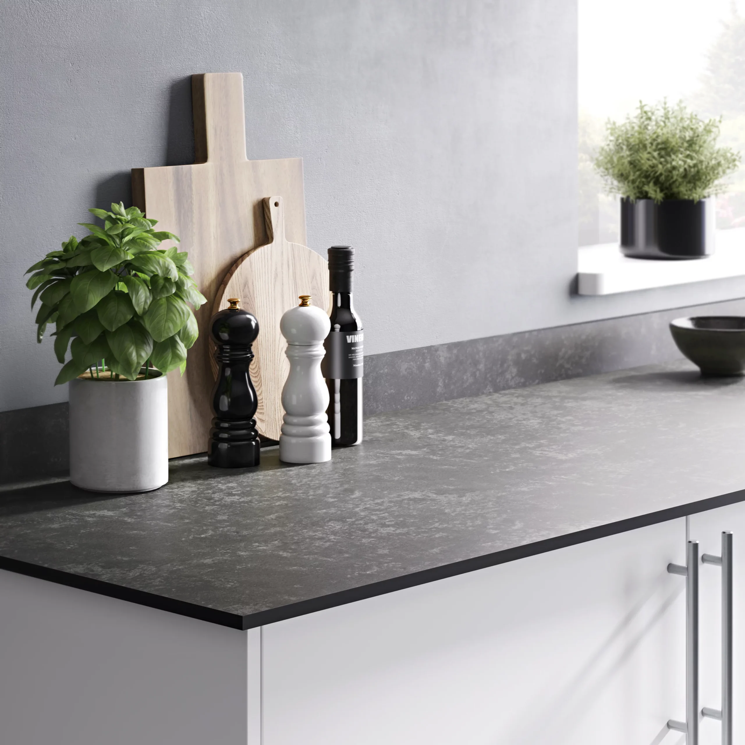 GoodHome 12mm Nepeta Matt Grey Paper & Resin Square Edge Kitchen Worktop, (L)2000mm - Image 4