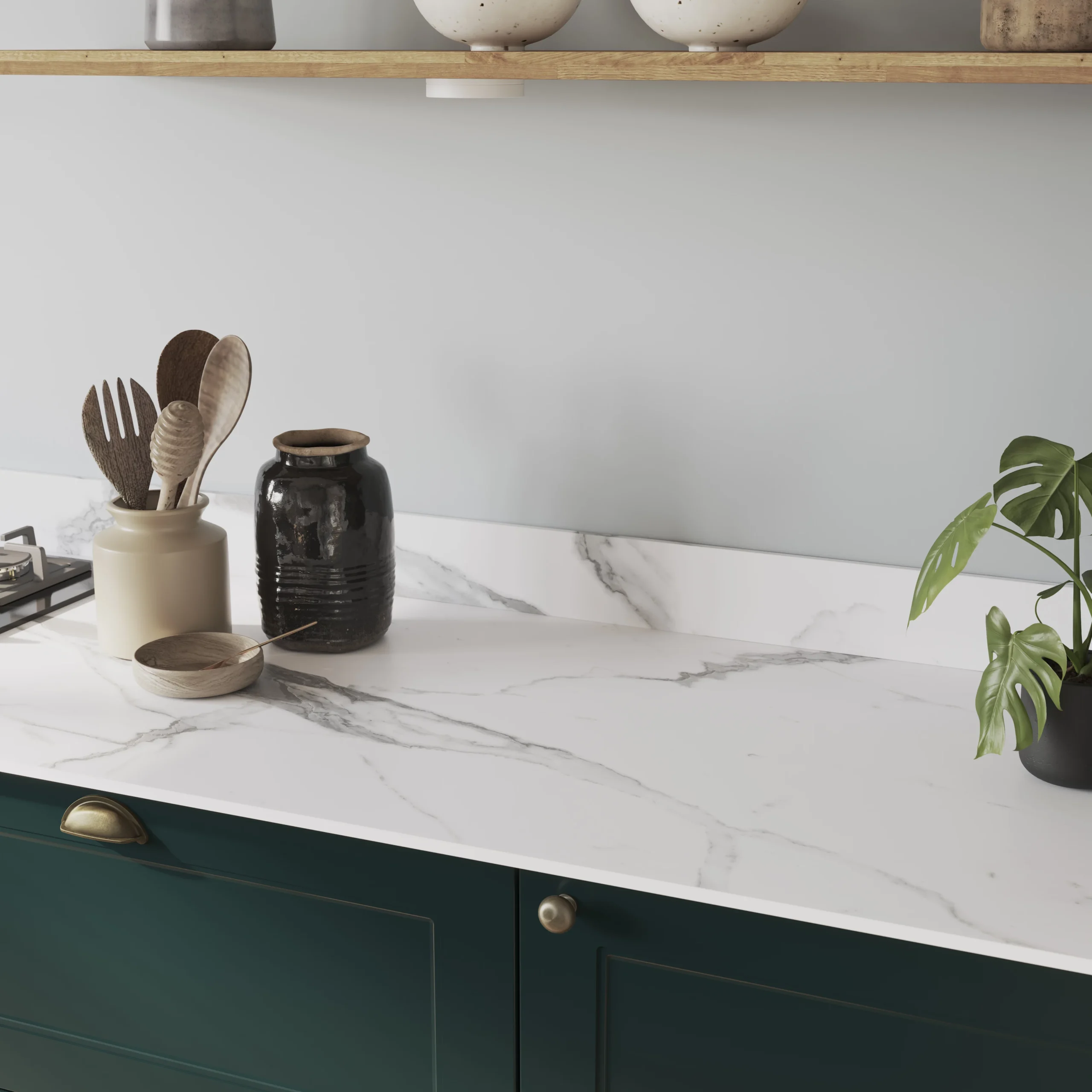 GoodHome 12mm Nepeta Matt White Marble Effect Paper & Resin Square Edge Kitchen Worktop, (L)3000mm - Image 5