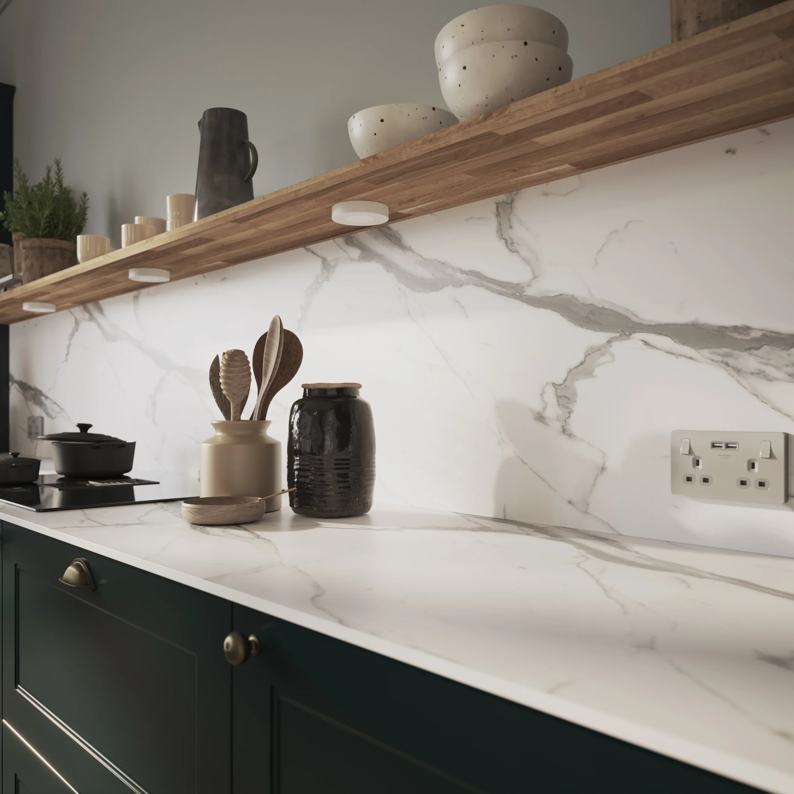 GoodHome 12mm Nepeta Matt White Marble Effect Paper & Resin Square Edge Kitchen Worktop, (L)3000mm - Image 6