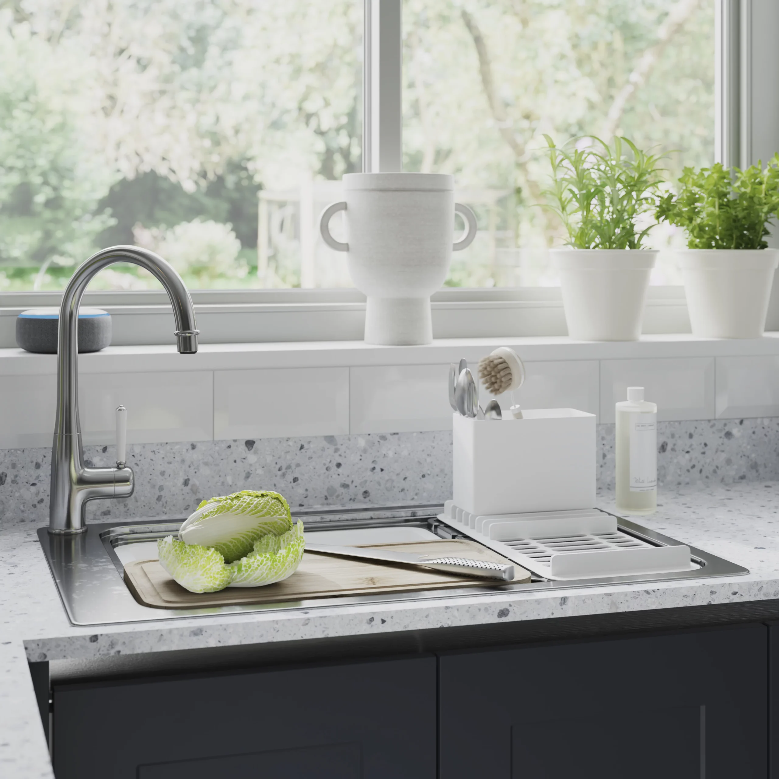 GoodHome 22mm Algiata Matt Grey Terrazzo Effect Chipboard & Laminate Square Edge Kitchen Breakfast Bar, (L)2000mm - Image 3