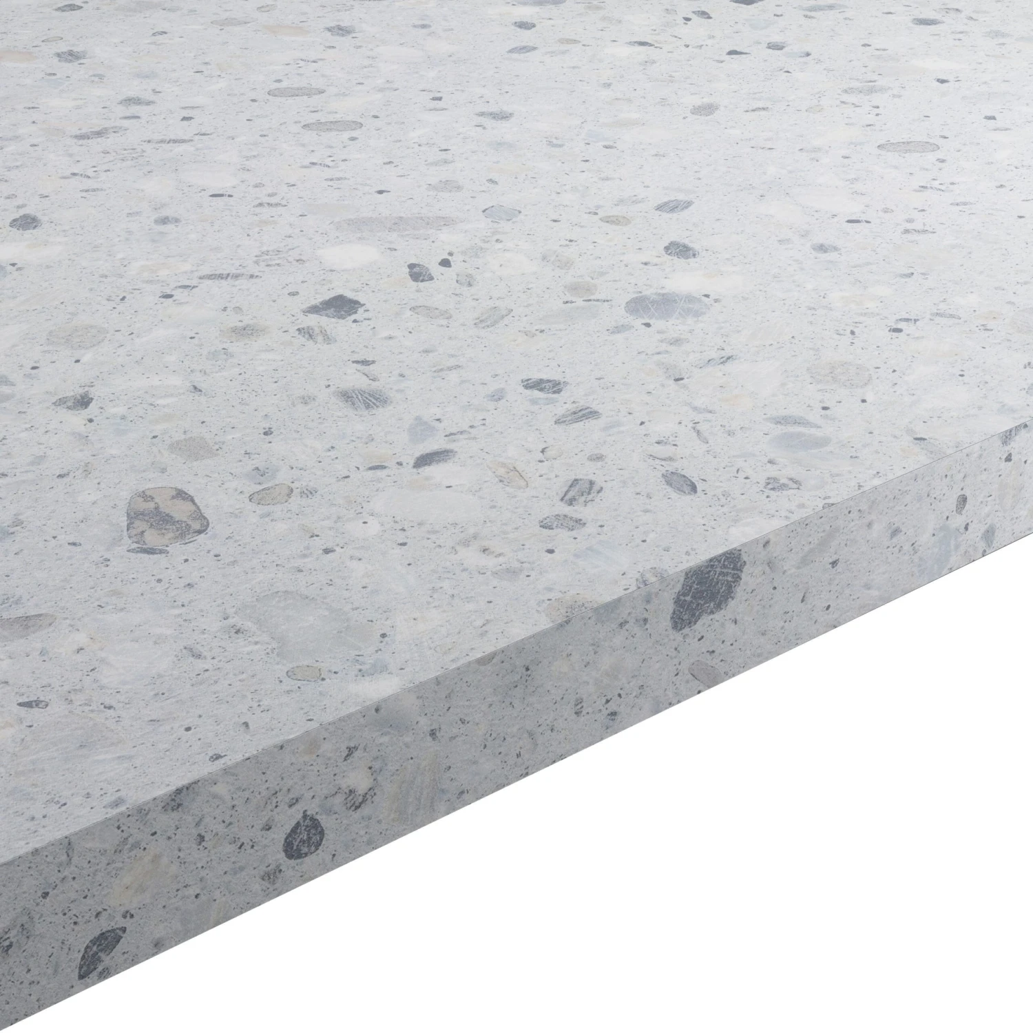 GoodHome 22mm Algiata Matt Grey Terrazzo Effect Chipboard & Laminate Square Edge Kitchen Breakfast Bar, (L)2000mm