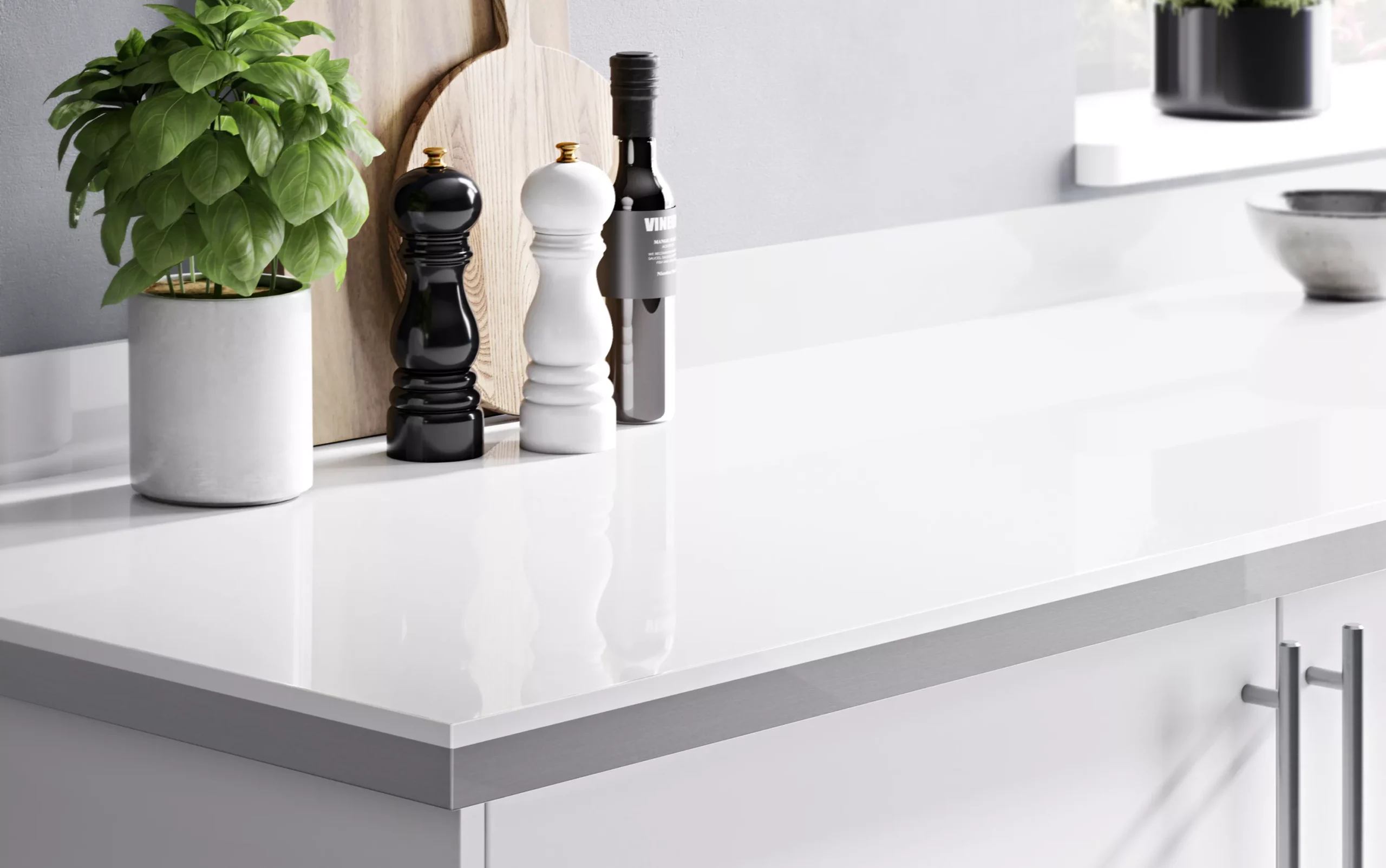 GoodHome 38mm Berberis Gloss White Laminate & Particle Board Square Edge Kitchen Breakfast Bar, (L)2000mm - Image 5