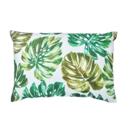 GoodHome Agathe Green & White Palm Leaf Indoor Cushion (L)40cm X (W)60cm