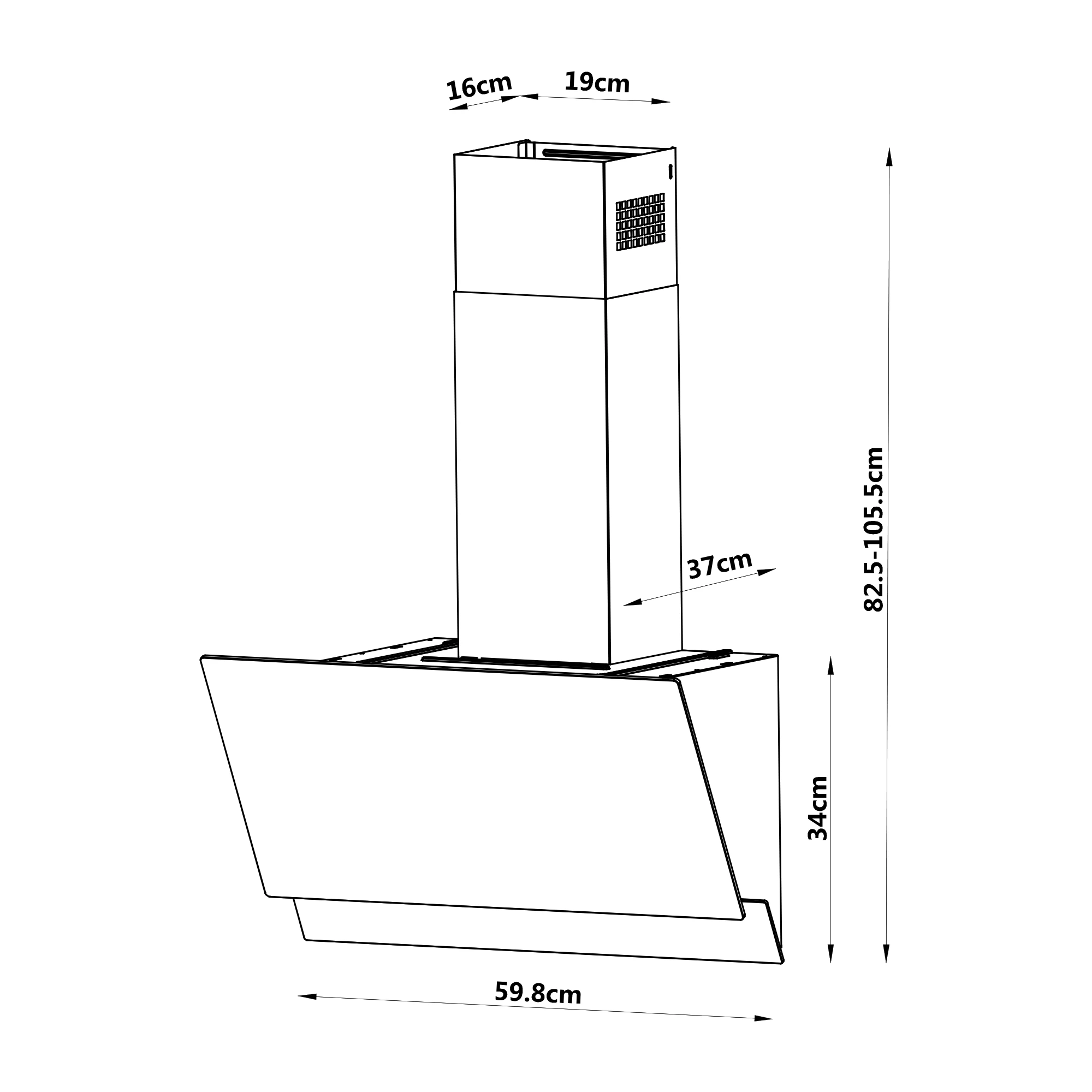 GoodHome AirSensor GHAG60ASBL Black Steel & Glass Angled Cooker Hood (W)59.8cm - Black - Image 9