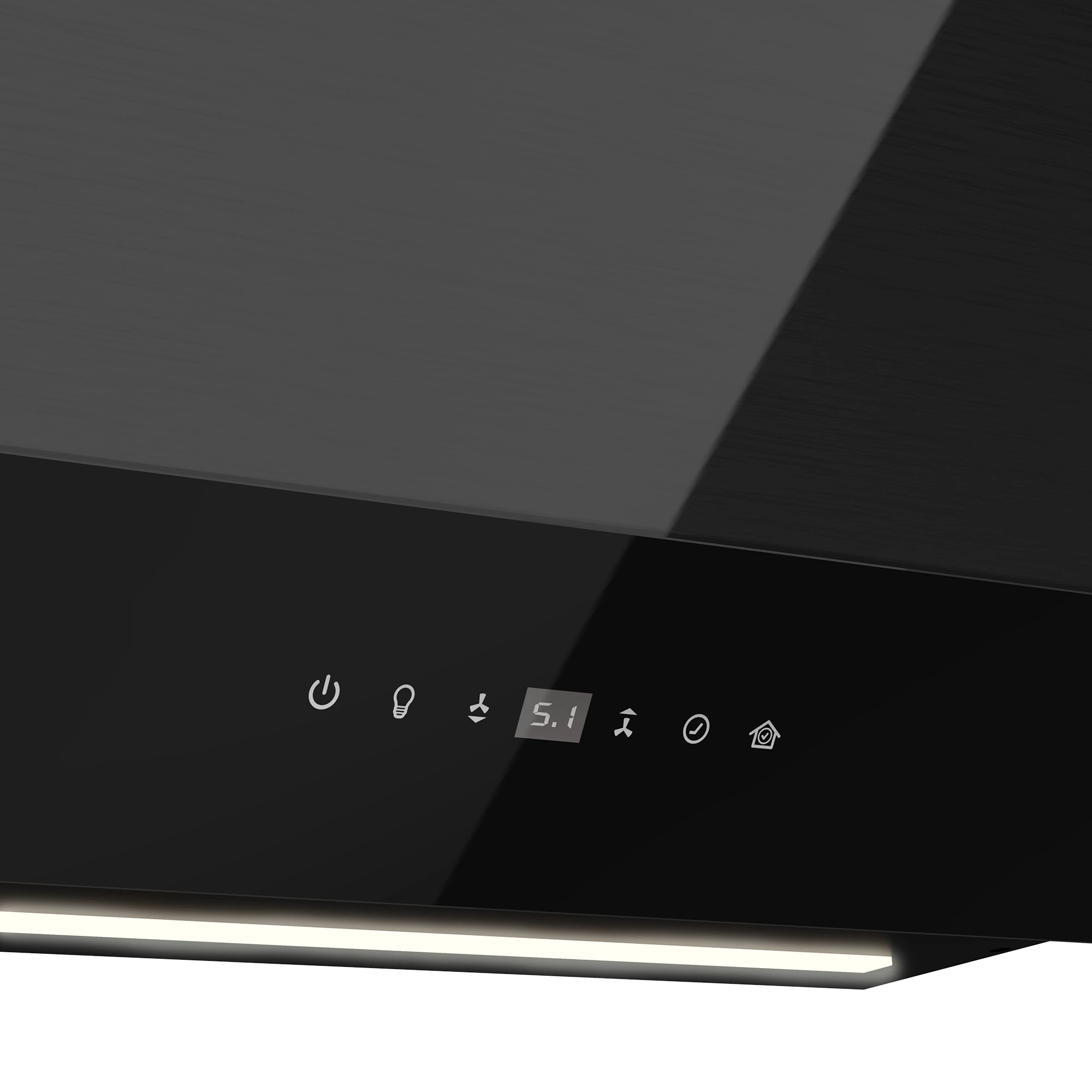 GoodHome AirSensor GHAG60ASBL Black Steel & Glass Angled Cooker Hood (W)59.8cm - Black - Image 4