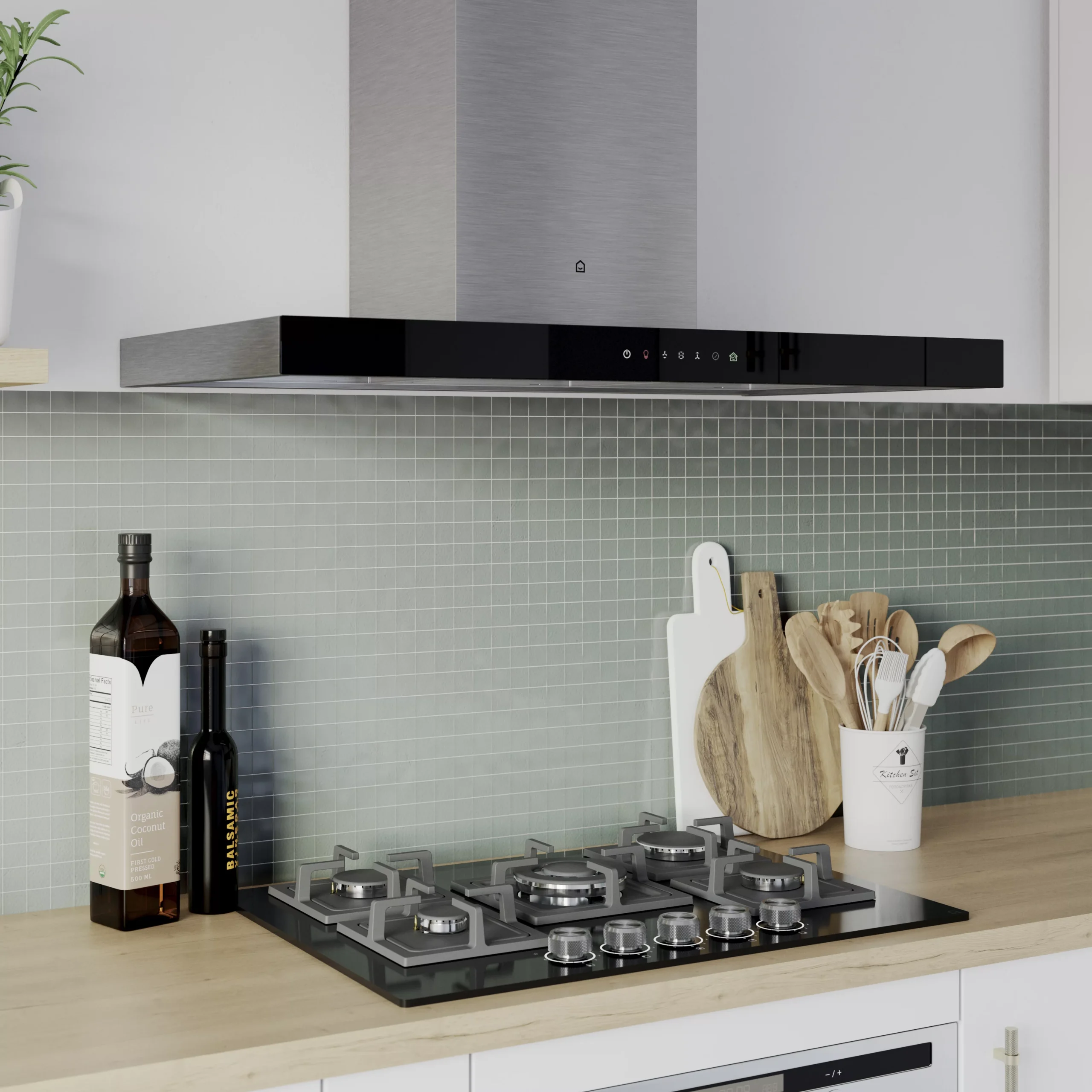 GoodHome AirSensor GHBH90ASBL Glass Box Cooker Hood (W)90cm - Image 8