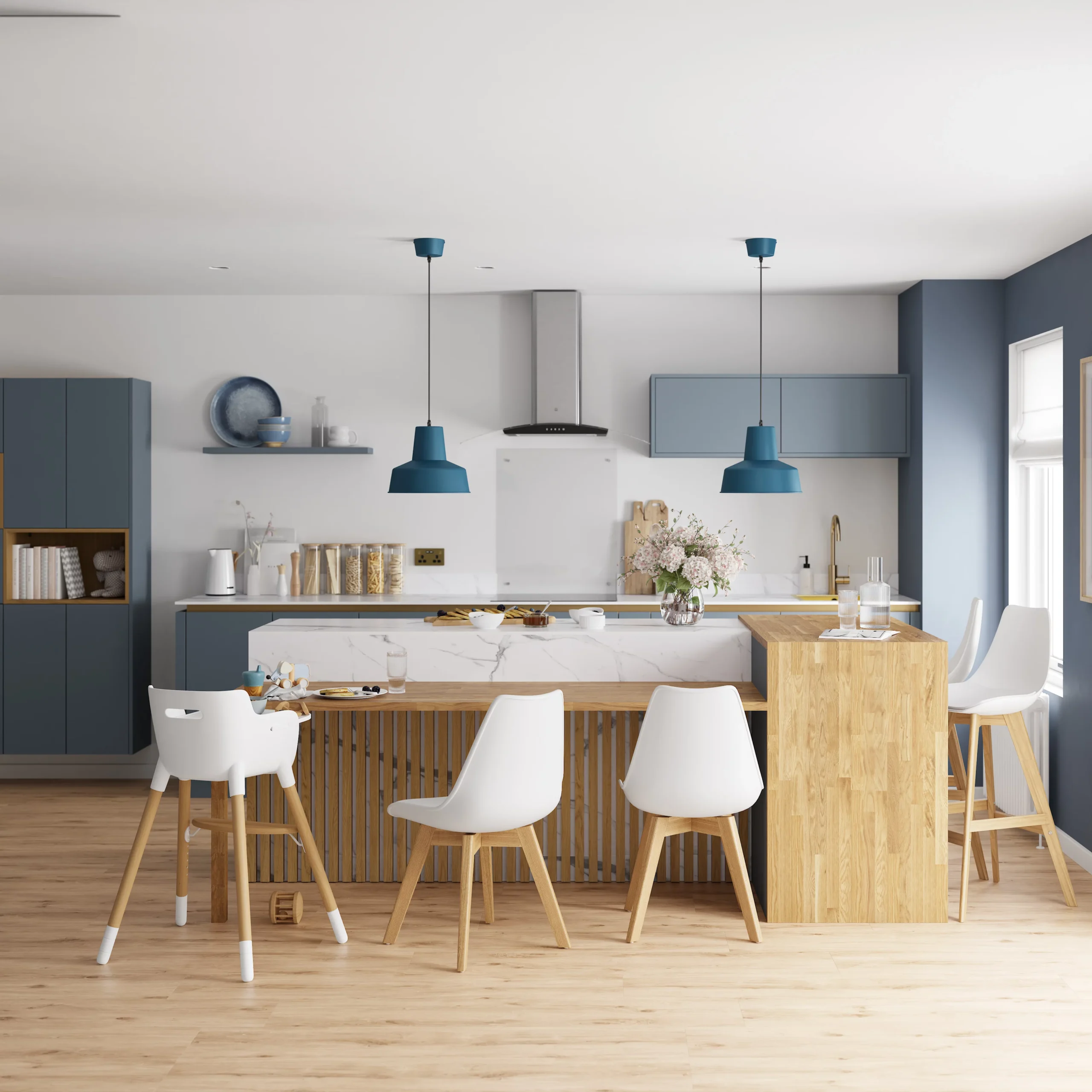 GoodHome Alisma Matt Blue Slab Standard End Panel (H)934mm (W)640mm - Image 5