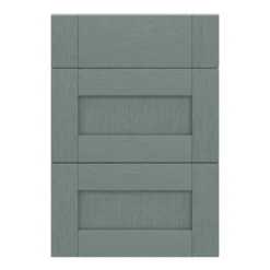 GoodHome Alpinia Matt Green Painted Wood Effect Shaker Drawer Front (W)500mm, Pack Of 3