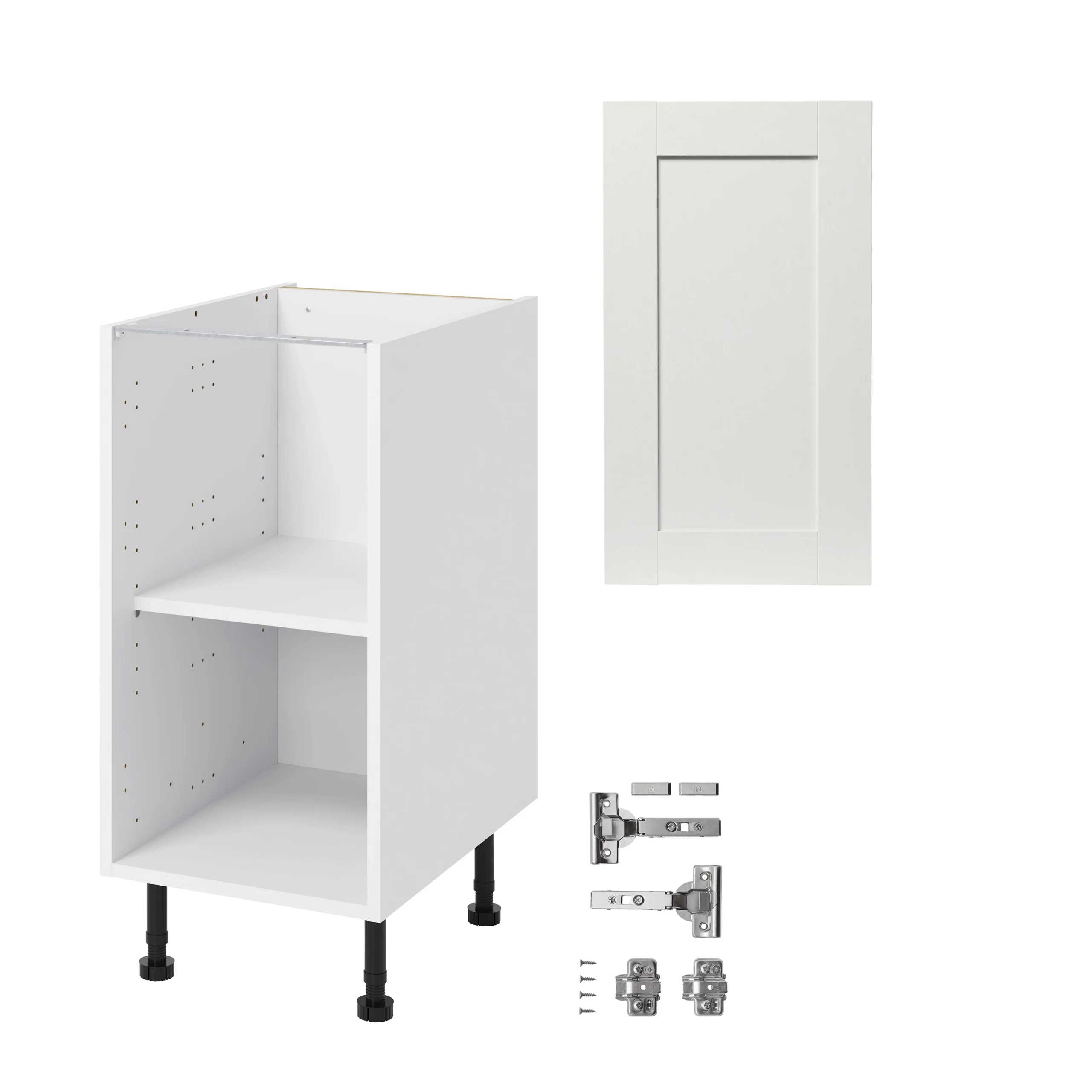 GoodHome Alpinia Matt Ivory Painted Wood Effect Shaker Base Kitchen Cabinet (W)400mm (H)720mm - Image 3