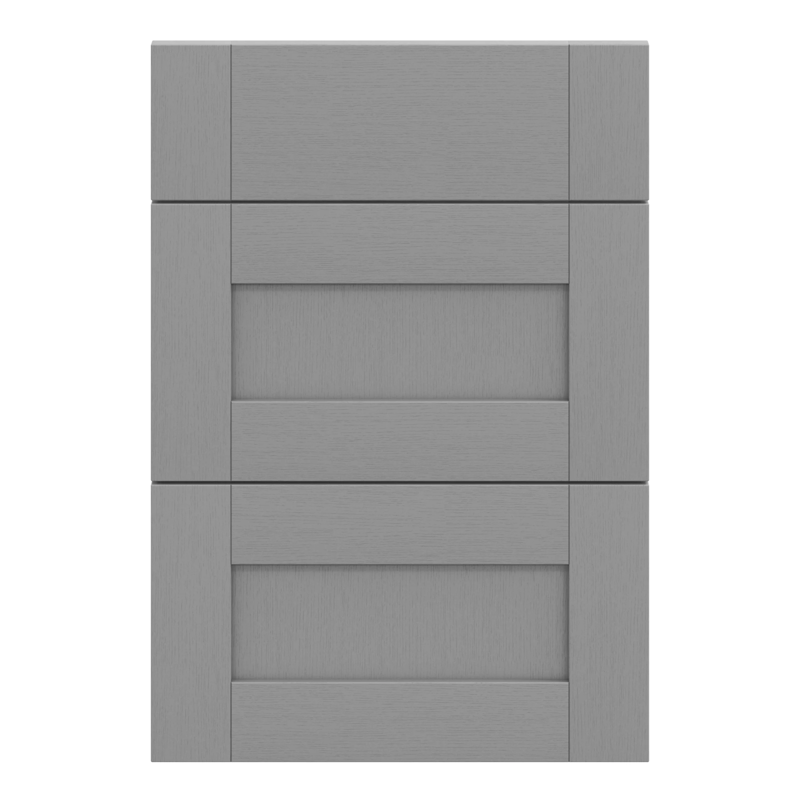 GoodHome Alpinia Matt Slate Grey Painted Wood Effect Shaker Drawer Front (W)500mm, Pack Of 3