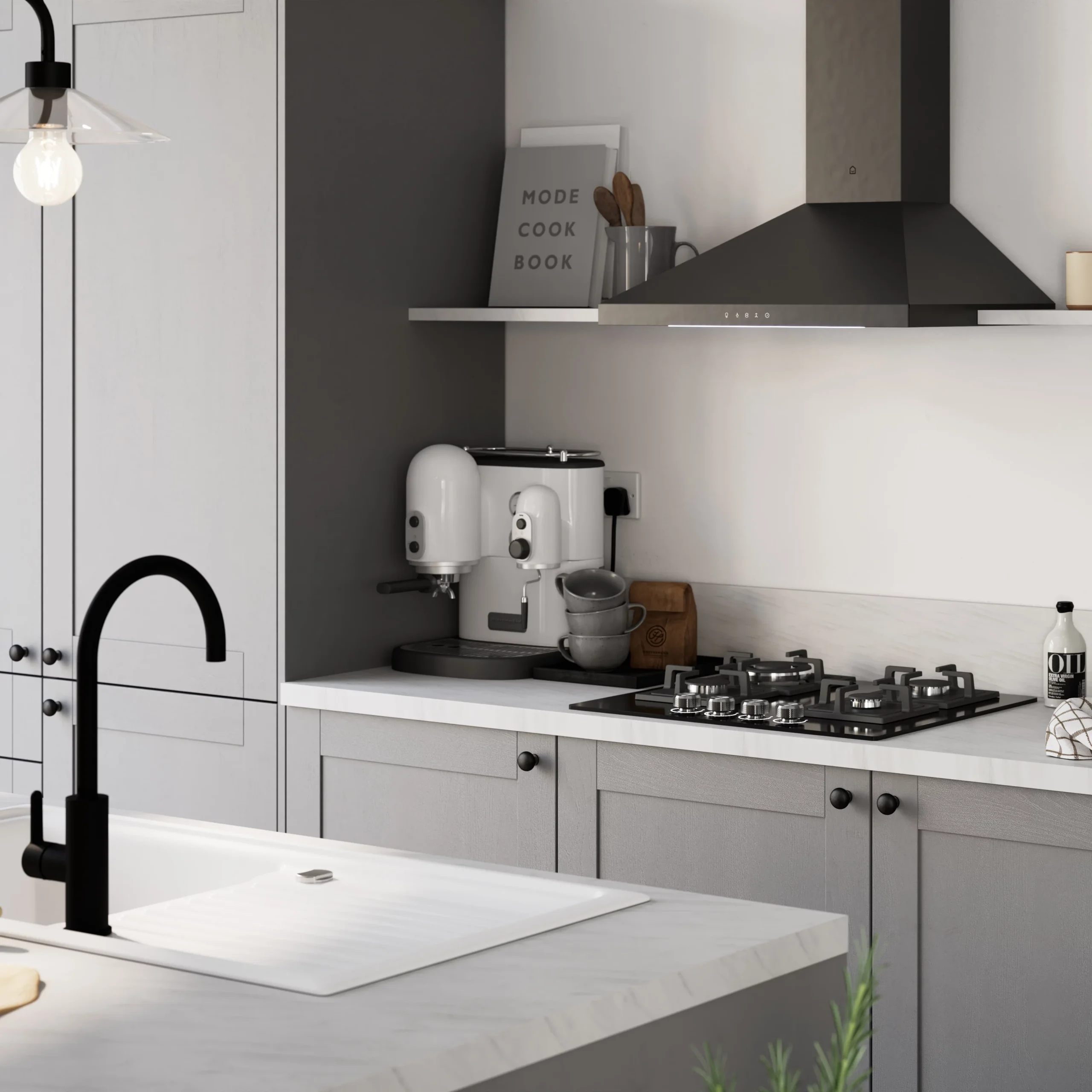 GoodHome Alpinia Matt Slate Grey Painted Wood Effect Shaker Highline Cabinet Door (W)150mm (H)715mm (T)18mm - Image 7