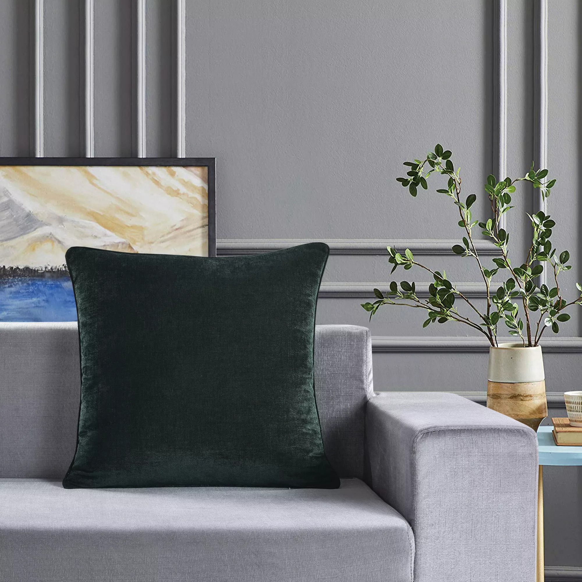 GoodHome Arntzen Dark Green Plain Indoor Cushion (L)55cm X (W)55cm - Image 2