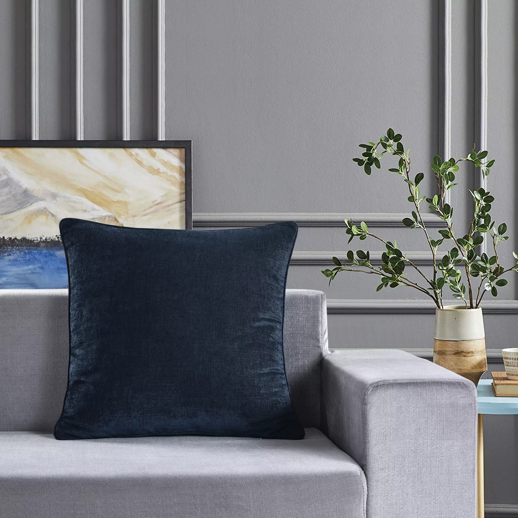 GoodHome Arntzen Navy Plain Indoor Cushion (L)55cm X (W)55cm - Image 2