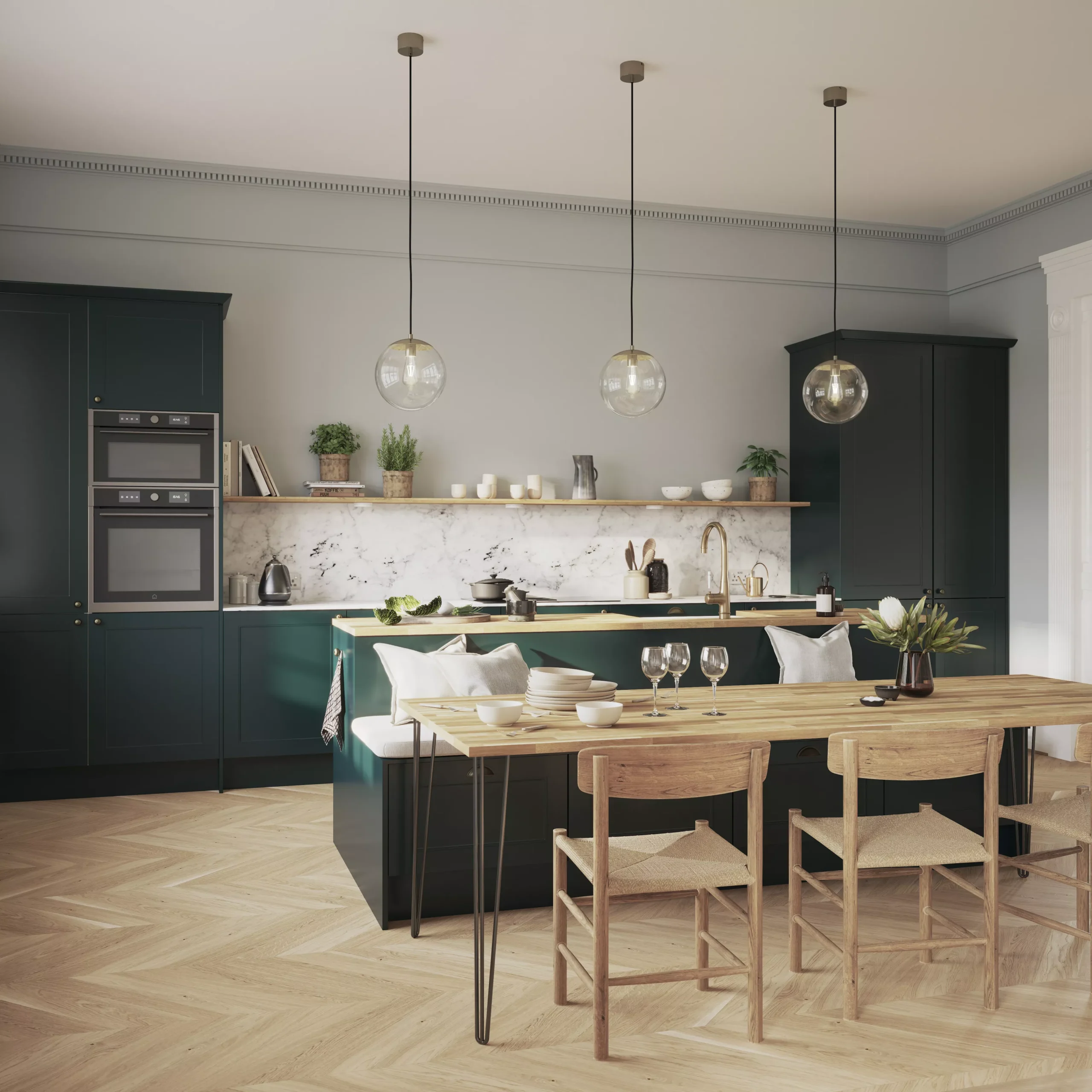 GoodHome Artemisia Matt Dark Green Shaker 70:30 Tall Larder Cabinet Door (W)600mm (H)1467mm (T)18mm - Image 5