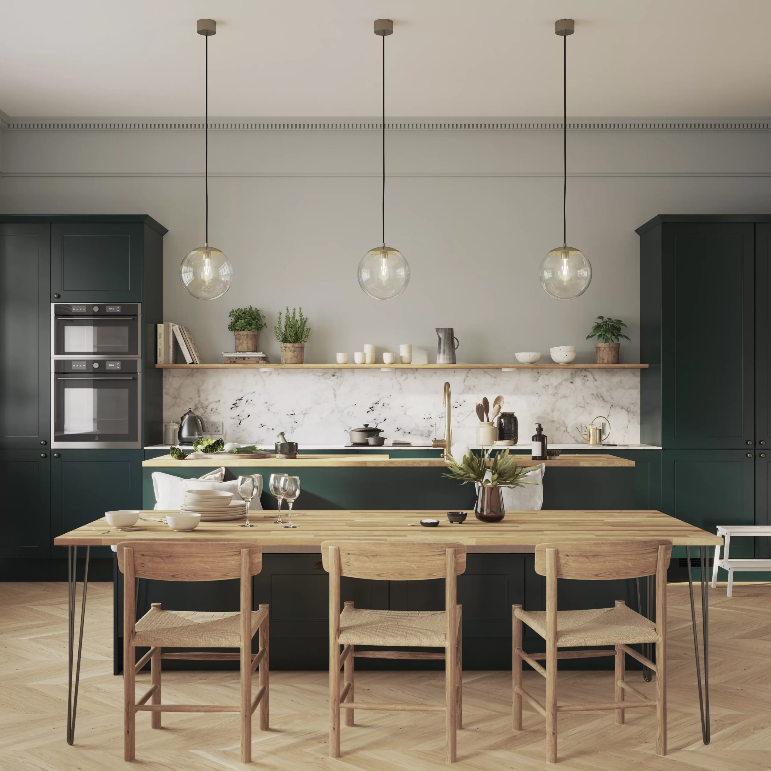 GoodHome Artemisia Matt Dark Green Shaker 70:30 Tall Larder Cabinet Door (W)600mm (H)1467mm (T)18mm - Image 4