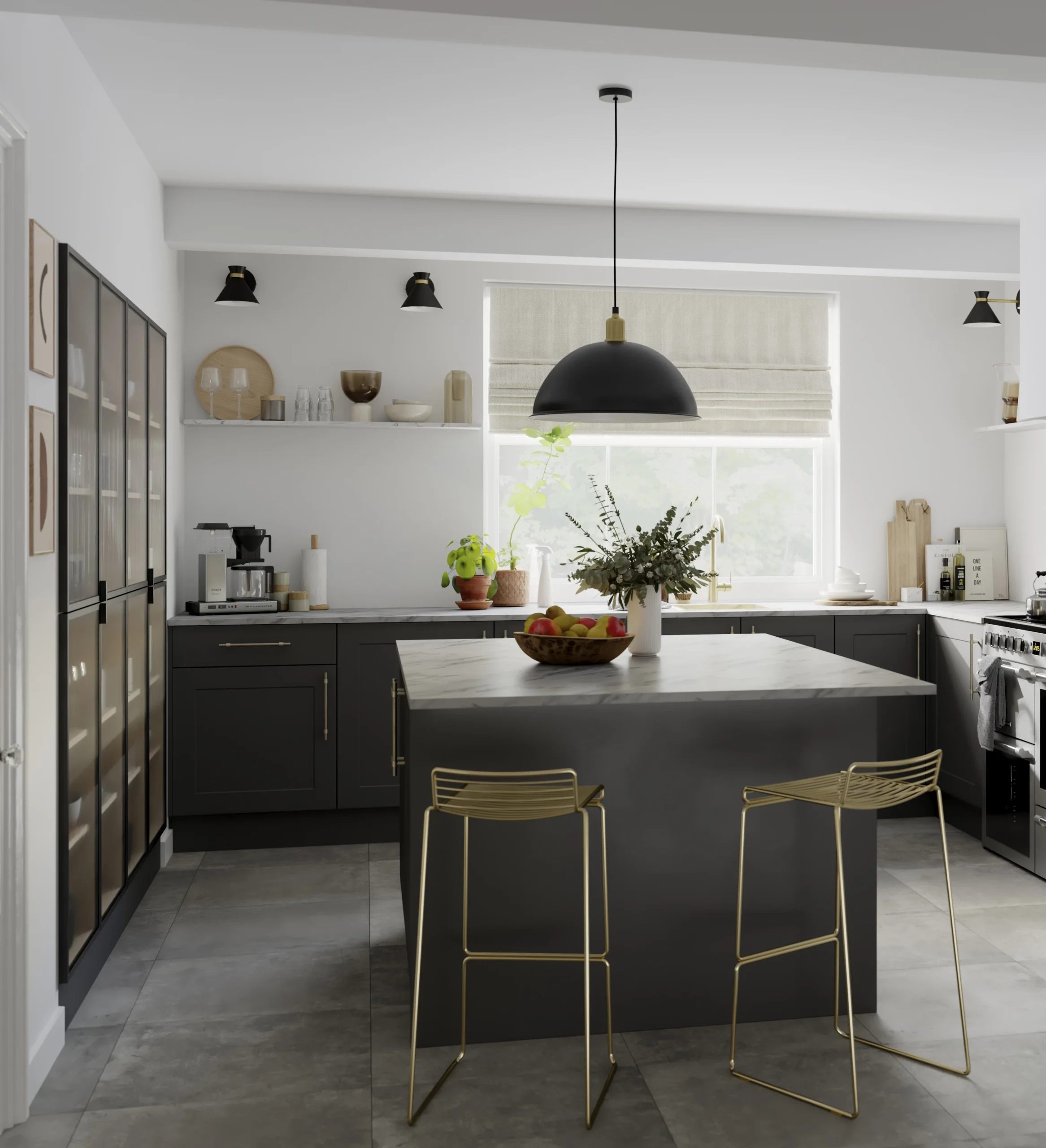 GoodHome Artemisia Matt Graphite Classic Shaker Larder Cabinet Door (W)500mm (H)1287mm (T)18mm - Image 13