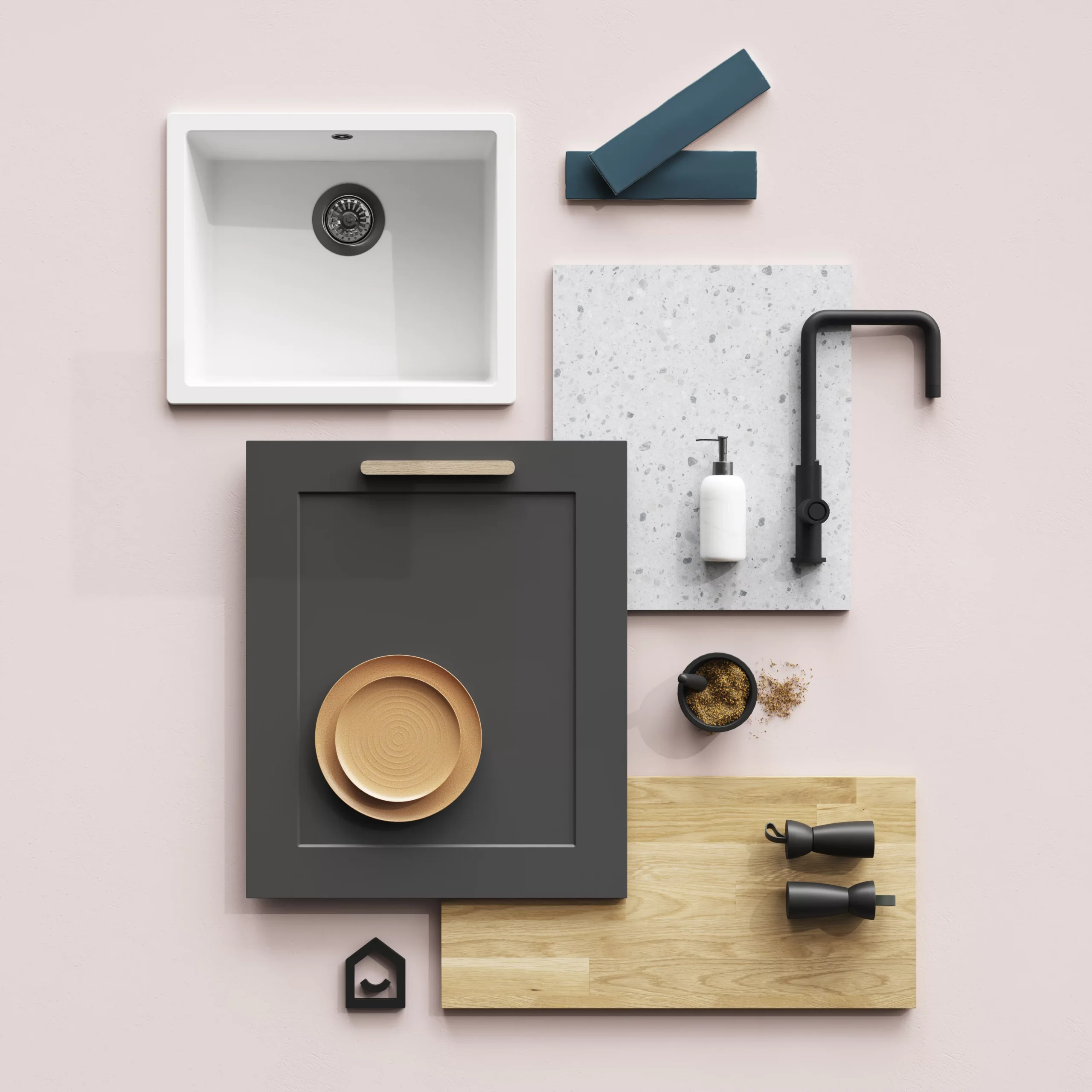 GoodHome Artemisia Matt Graphite Classic Shaker Larder Cabinet Door (W)500mm (H)1287mm (T)18mm - Image 8