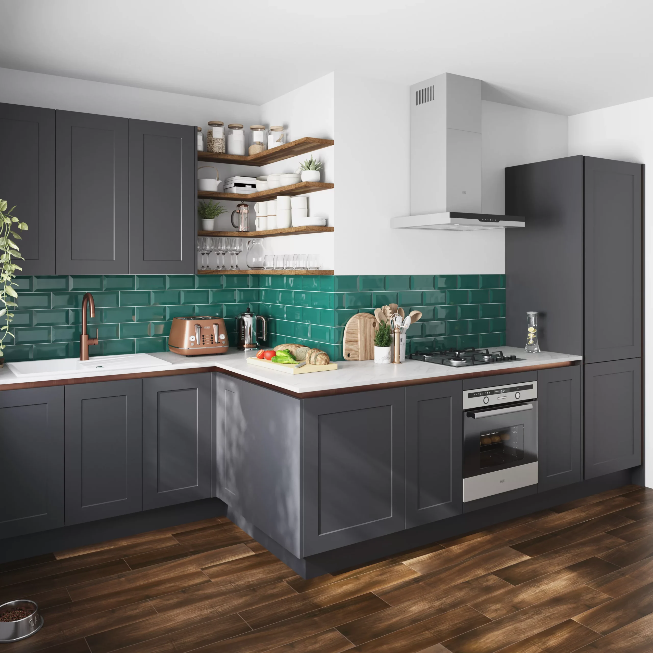 GoodHome Artemisia Matt Graphite Classic Shaker Larder Cabinet Door (W)500mm (H)1287mm (T)18mm - Image 6